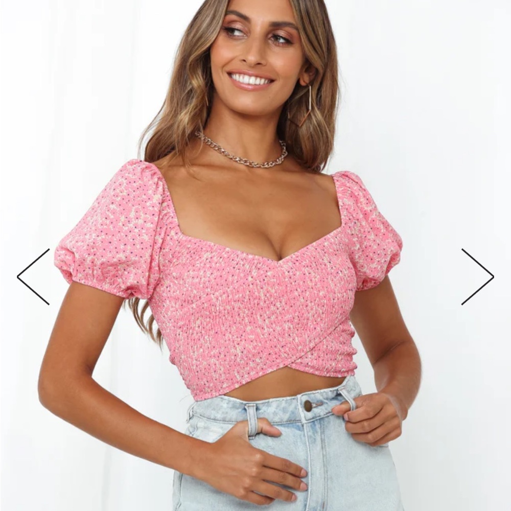 Hello Molly pink crop top